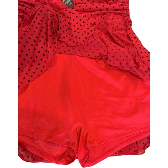 Berenson Red Polka Dot Mesh Mini Dress w/built in shorts– Fashion Nova (Size L) - Picture 7 of 16